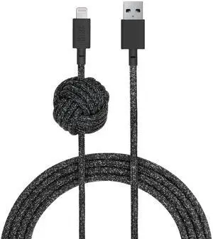 Native Union Night Cable - 10ft Ultra-Strong Reinforced [MFi Certified] Durable Lightning to USB-A Charging Cable with Weighted Knot Compatible with for iPhone 14, iPhone 13 and Earlier (Cosmos)