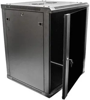 Navepoint 15U Deluxe IT Wallmount Cabinet Enclosure 19-Inch Server Network Rack with Locking Glass Door 24-Inches Deep Black