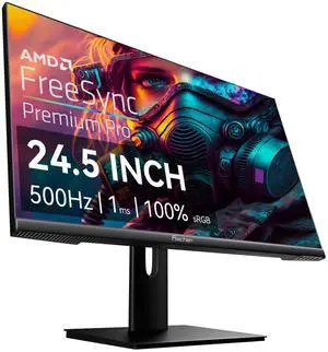 24.5 Inch 500Hz IPS Gaming Monitor, 1ms, 400cd/m², 100 sRGB PC Display 1920x1080P, AMD FreeSync Premium Pro Compatible, 2X HDMI 2.1 & DisplayPort 1.4, VESA Supports Computer Screen, Black