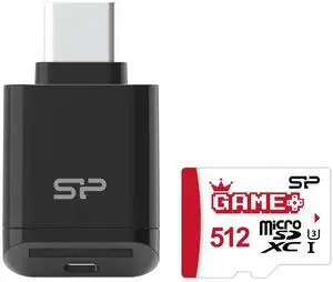 Silicon Power Micro SDXC UHS-I U3 512GB Gaming Memory Card Bundle with USB C Card Reader SPU512GTC200
