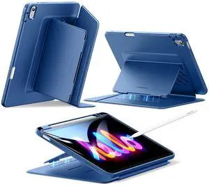 ESR for iPad Air 11 Inch Case M3/M2 (2025/2024), iPad Air 5th/4th Gen (2022/2020), Vertical Stand Cover, Multi Stand Angles, Ultra-Stable Case with Pencil Holder, Flip Series, Blue