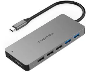 LENTION USB C Hub with 3-Slot Card Reader, 4K HDMI, USB 3.0, USB 2.0, Type C Data/Charging Compatible 2023-2016 MacBook Pro, New Mac Air/Surface, Stable Driver Certified Adapter (CB-C19, Space Gray)