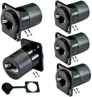 PENGLIN 5PCS D-Type RJ45 CAT6A Coupler, Shielded RJ45 Panel Mount ConnectorEthernet Feed Thru Coupler Female/Female Compatible with CAT6A/CAT6/CAT5E/CAT5