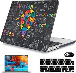 Mektron Case for MacBook Pro 14 inch 2024 2023 2021 Model M4 A3112 A3401 A3185 M3 A2918 A2992 M2 A2779 M1 A2442 Pro/Max, Plastic Hard Shell Case Cover for MacBook Pro 14", Geometric Blackboard