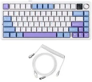 EPOMAKER X Aula F75 MAX Wireless Mechanical Keyboard+Mix 1.8m Coiled Keyboard Cable, USB C to USB A TPU Cable for Mechanical Gaming Keyboard