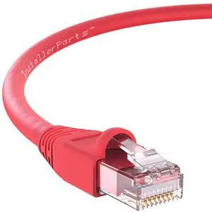 InstallerParts Ethernet Cable CAT6A Cable UTP Booted 35 FT - Red - Professional Series - 10Gigabit/Sec Network/High Speed Internet Cable, 550MHZ