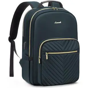 LOVEVOOK Laptop Backpack for Women 15.6 inch,Cute Womens Travel Backpack Purse,Professional Laptop Computer Bag,Waterproof Work Business College Teacher Bags Carry on Backpack with USB Port,Blue-green