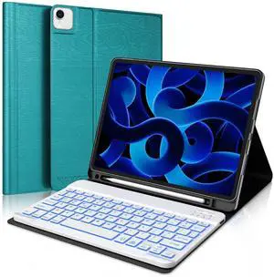 KVAGO for iPad Air 11-inch (M3 2025/M2 2024)/ iPad Air 5th/4th Generation Case with Keyboard & iPad Pro 11 4th/3rd/2nd/1st Gen Detachable Bluetooth Backlit Keyboard Case with Pencil Holder (Green)