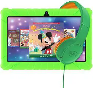 Contixo 7 Kids Tablet Bundle - Learning Tablet and Headphones for Kids, Includes 50+ Disney Storybooks (Value $200), 7-inch HD, Ages 3-7, Parental Control, Android 11, 32GB, WiFi - Green (Kid Gift)