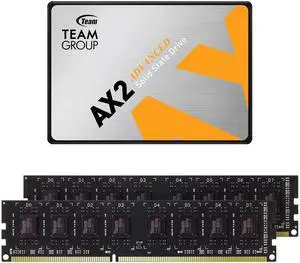 TEAMGROUP AX2 1TB 3D NAND TLC 2.5 Inch SATA III SSD Read 540MB/s T253A3001T0C101 Bundle with Elite UDIMM DDR3 16GB kit (2x8GB) 1600MHz CL11 Desktop Memory TED316G1600C11DC01
