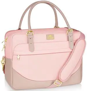 MATEIN Laptop Bag for Women, 15.6 inch Computer Briefcase Sleeve Case, Large Water Resistant Cute Messenger Work Tote Bible Temple Bag Crossbody for Teen Girls School College Office Travel Gifts, Pink