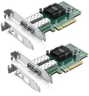 10Gtek 10Gb PCI-E NIC Network Card, Dual SFP+ Port,with Intel 82599ES Controller,PCI Express Ethernet LAN Adapter Support Windows Server/Linux/VMware,Compare to Intel X520-DA2(E10G42BTDA),2-Pack