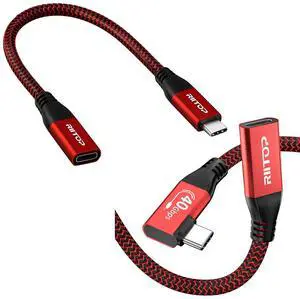 RIITOP USB4 Extension Cable 40Gbps [2.6FT, Angled] + USB C Extension Cable 10Gbps 7.8inch