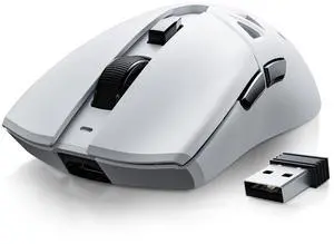 RAWM Wireless Lightweight Gaming Mouse, PAW3311 Optical Sensor, 600mAh Rechargable Battery, 7 Programmable Buttons, Hollowed Design Gaming Mice for PC/Laptop/Mac (White, 1k)