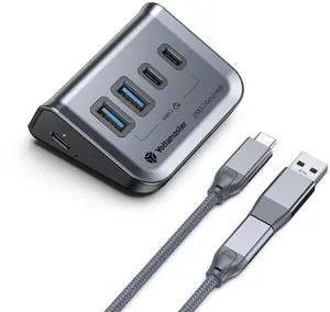 Yottamaster USB 3.2 Hub 10Gbps, USB C Splitter with 2 USB C 3.2 and 2 USB A 3.2 Ports, Triangle Desktop USB Hub with 1.64ft Cable for PC, Laptop (Not Support Charging)