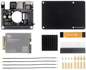 Waveshare PCIe to 5G/4G/3G HAT Designed for Raspberry Pi 5, High-Speed Networking, Compatible with 3042/3052 Packages SIMCom/Quectel 5G Modules, Multi-OS Support, SIM8262A-M2 5G Module