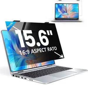 GUDTEKE Laptop Privacy Screen 15.6 inch, 9H Hanging Privacy Screen for Laptop for 16:9, Acrylic HD Eye Protection Anti Glare Blue Light Laptop Screen Privacy Filter