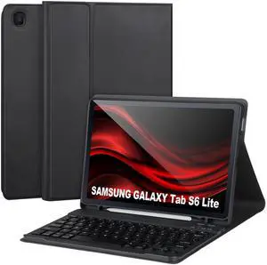 Keyboard Case for Samsung Galaxy S6 Lite 10.4" 2022/2020,Case with Keyboard for Samsung S6 lite with S Pen Holder,Detachable Wireless Bluetooth Keyboard for Galaxy S6 Lite 10.4" Auto Wake/Sleep,Black
