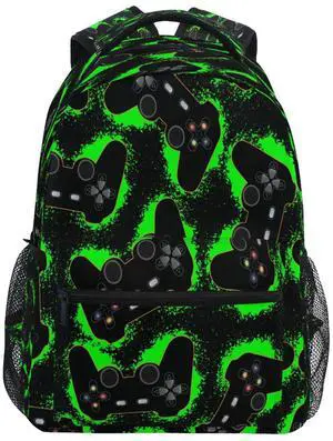 Kcldeci Toddler Backpack for School Joystick on Green Blots Boys Girls Kids School Bags Bookbag Elementary Children Bookbags Casual Travel Back Pack