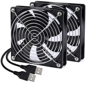 2 Packs Wathai 120mm x 25mm 120mm 5V USB Fan for Receiver AV cabint Game Console PC Laptop TV Box Projector Router Cooling