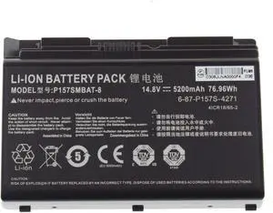 P157SMBAT-8 6-87-P157S-4272 6-87-P157S-4273 6-87-P157S-4271 4ICR18/65-2 Laptop Battery Replacement for Clevo Terransforce P157S P157SM P177SM-A Hasee K780S-i7 K780E Series (14.8V 5200mAh 76.96Wh)