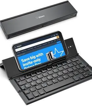 Geyes Foldable Bluetooth Keyboard, Wireless Tri-System Bluetooth Foldable Keyboard for Phones and Tablets(Black)