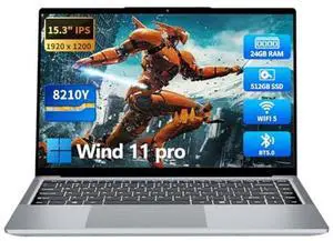 KUMNOSAL 2025 Gaming Laptop,15.3 Inch Laptop,FHD IPS 1200p Screen,Gaming Laptop i5-8210Y(Up to 3.6GHz) for 24GB RAM 512GB SSD,180 Angle Open WiFi 5 HDMI UHD Graphics Traditional Laptops