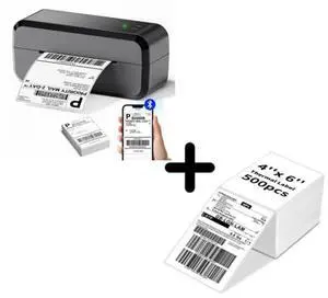 NelkoGlobal 4x6 Direct Thermal Shipping Fan-Fold Sticker Labels with Label Printer