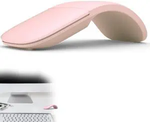 PCTC Arc Touch Mouse,Compatible with Microsoft Surface Arc Mouse Folding Mouse FHD-00001/FHD-00002/FHD-00003 Portable Foldable Mouse Silent Folding Arc Mouse for Computer Mac OS Laptop Notebook (Pink)