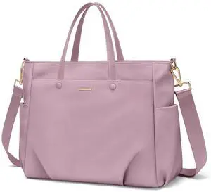 Laptop Tote Bag 15.6 Inch, Computer Shoulder Bag Large Work Tote Bag for Women, Laptop Carrying Case Stylish Handbag for Business Travel (Pinkish Purple)