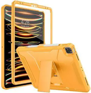Soke Case for iPad Pro 12.9 Inch 6th/5th/4th Generation(2022/2021/2020 Release), Rugged Shockproof Protective Cover with Built-in Kickstand for Apple iPad Pro 12.9 - Citrus