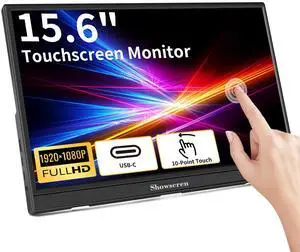 Touchscreen Portable Monitor, 15.6inch Monitor HDR IPS FHD 1920x1080 300cd/m² 10 Point Touch Display USB C/HDMI Computer Monitor with Dual Speakers for Xbox/Raspberry Pi/Laptop/PC/xbox/PS4/5