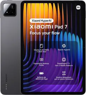 Xiaomi Pad 7 Ai WiFi Version Global (No Calls or Text) 11.2 inches 3.2K 144Hz 8850mAh Bluetooth 5.4 Four Speakers 13 Mp Model 2410CRP4CG (Gray, 256GB + 8GB)