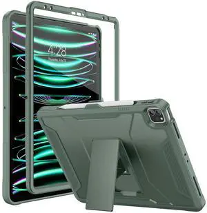 Soke Case for iPad Pro 12.9 Inch 6th/5th/4th Generation(2022/2021/2020 Release), Rugged Shockproof Protective Cover with Built-in Kickstand for Apple iPad Pro 12.9 - Calke Green