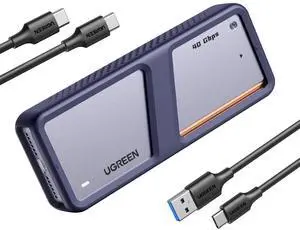 UGREEN 40Gbps M.2 NVMe Enclosure with Cooling Fan, Anti-Drop SSD Enclosure for MacBook, Aluminum M.2 Enclosure Support M/B+M Key Size 2280/2260/2242/2230 Compatible with Thunderbolt 3/4/USB4/3.2/3.1