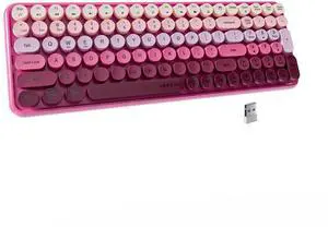 UBOTIE Colorful Bluetooth 100Keys Keyboards, Wireless Compact Rainbow Gradual Colors Retro Typewriter Flexible Keyboard for Tablet, Cellphones, PC(Rosy Gradient)