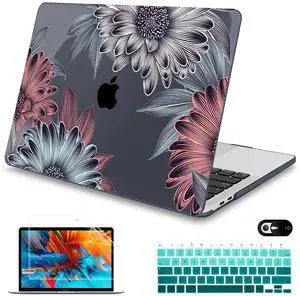 Mektron for MacBook Air 13 Case A1466/A1369 (2010-2017 Release), Snap-on Plastic Hard Shell Cover for MacBook Air 13.3 inch with Keyboard Cover,Blooming Chrysanthemums