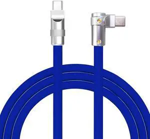 chubbycable FlexElbow Pro - 90 Degree Design 240W Fast Charge Cable Ultra-Thick Silicone Right Angle USB C Cable Phone Tablets Charging Cord, Dark Blue, Type-C to Type-C, 19.6FT
