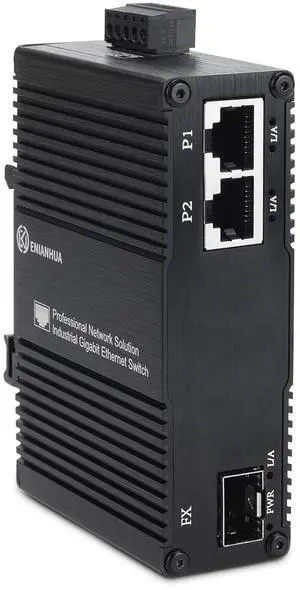ENIANHUA Mini Industrial 3 Ports Gigabit Switch, Unmanaged Ethernet With 2x RJ45 10/100/1000Mbps and 1 Gigabit SFP Slot, IP40 Rated Network, Plug & Play, Metal Case, Desktop Wall-Mount