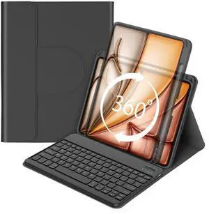 Bettdow Keyboard Case for iPad Air 13 inch M3 2025/M2 2024,iPad Pro 12.9 inch 6th/5th/4th/3rd Gen,360 Rotating Case and Magnetic Detachable Keyboard with Pencil Holder,Portrait/Landscape Modes-Black