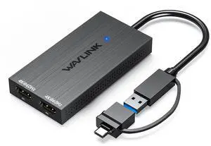 WAVLINK USB-C & USB-A to Dual HDMI Adapter 4K@60Hz for 2 Monitors, DisplayLink Certified, Compatible with Mac M1/M2/M3, Windows, ChromeOS, Android, HarmonyOS (No Linux/iPad/iOS/HDCP)