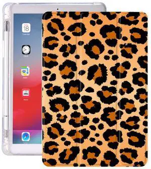 Idocolors Leopard Print Pad Case for iPad 7/8/9 Gen (10.2 Inch) - Anti-Scratch, Shockproof, Pencil Holder, Trifold Stand