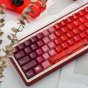 Crystal Clear keycaps+PBT Keycaps, Red Gradient Transparent Keycaps, Custom Cherry Profile Keycap, Shine Through Keyboard KeyCaps for 100% 75% 65% 60% Mx Switches Mechanical Keyboard (156 Keys)