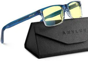 ANYLUV Gaming Glasses, Lightweight Rectangle Frame Blue Light Glasses, Integrated Nose Pad & Wide Legs for Eye Strain Relief