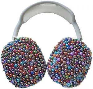 Case Cover for AirPods Max Pearls, Sparkling Honeybean Cases for Women, Soft Transparent Cover Install for Apple AirPods Max (Dark Metal Pearl Handmade)