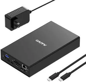 MAIWO USB C Hard Drive Enclosure for 2.5 3.5 Inch SATA SSD HDD with Laptop Dpcking Station USB Hubs Extension, USB-A 3.0, USB-C 3.1, SD/TF Card, HDTV, Gigabit Ethernet, Aluminium Alloy Case