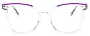 Zeelool Blue Light Blocking Glasses, Cat Eye Frame Glasses for Women Eyeglasses with Clear Lens Anti Eyestrain & UV from Computer/TV/Phone ZJGX999416-10B Crystal