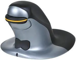 Posturite Penguin Ambidextrous Wireless Ergonomic Mouse | Rechargeable, Alleviates RSI, Easy-Glide, Vertical Design, PC Computer & Apple Mac Compatible (Medium, Wireless)