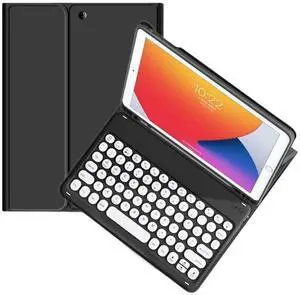 Galaxy Tab A8 10.5 Inch 2022 Keyboard Case, Protective Cover Case with Candy Color Cute Round Key Magnetically Detachable Keyboard for SM-X200/X205/X207, Black