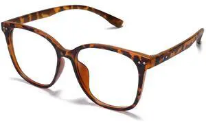 ZanyLen Blue Light Blocking Glasses Oversized Women/Men Computer Gaming Glasses Square Lightweight TR90 Full Vintage Tortoise Frame Anti Glare/UV400 Clear Lens